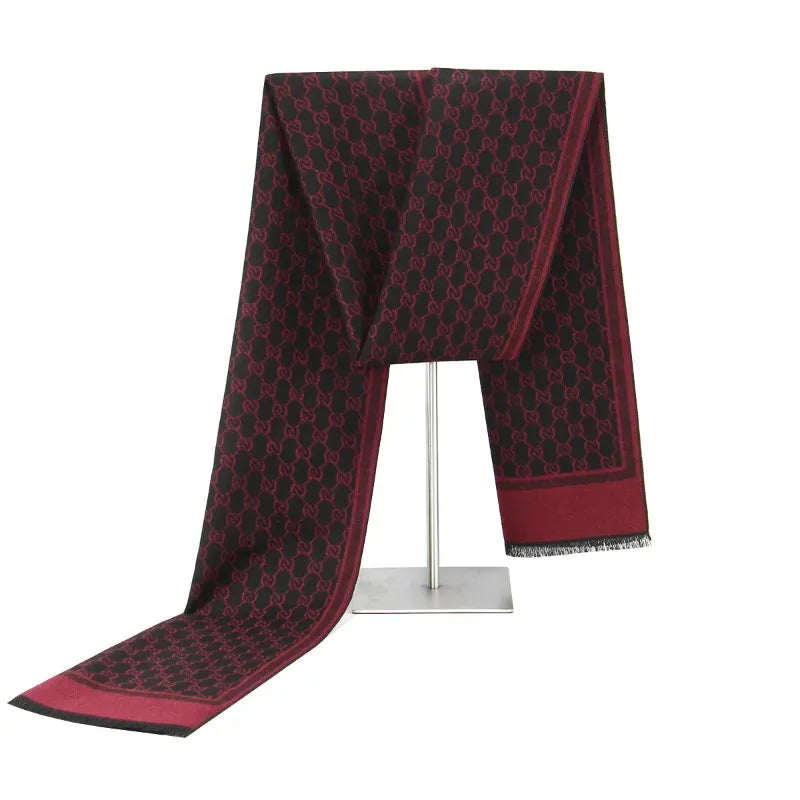 Weicher Winterschal mit Fransen und Buchstabenmuster für Herren und Damen 180x32cm warmer gestrickter Modeschal Unisex | Sansoti