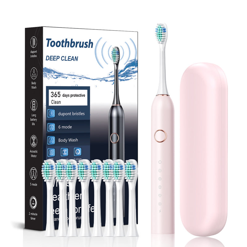 Electric Toothbrush 40,000 Vibrations 6 Brushing Modes IPX7 Water-Resistant Timer Rechargeable White Black Pink | Sansoti