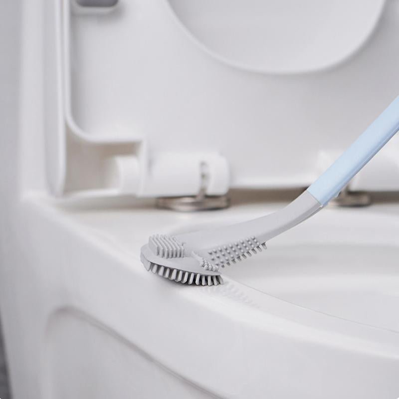 Triangular Toilet Brush with Self-Adhesive Wall Holder TPR Bristles Compact Bathroom WC Cleaning | Sansoti