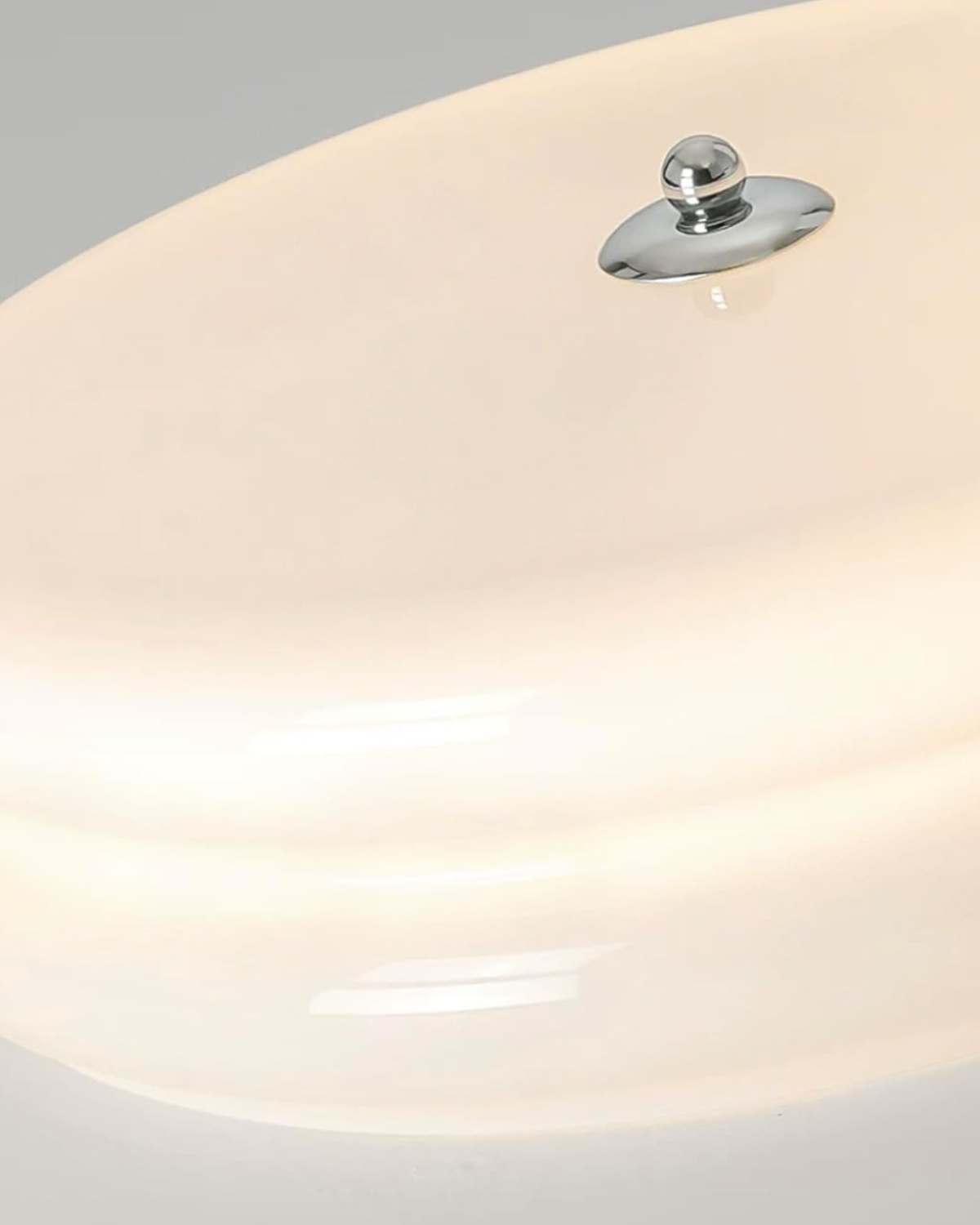 Art Deco Ceiling Lamp In Beige With Chrome Accent And Warm Ambient Lighting | Sansoti