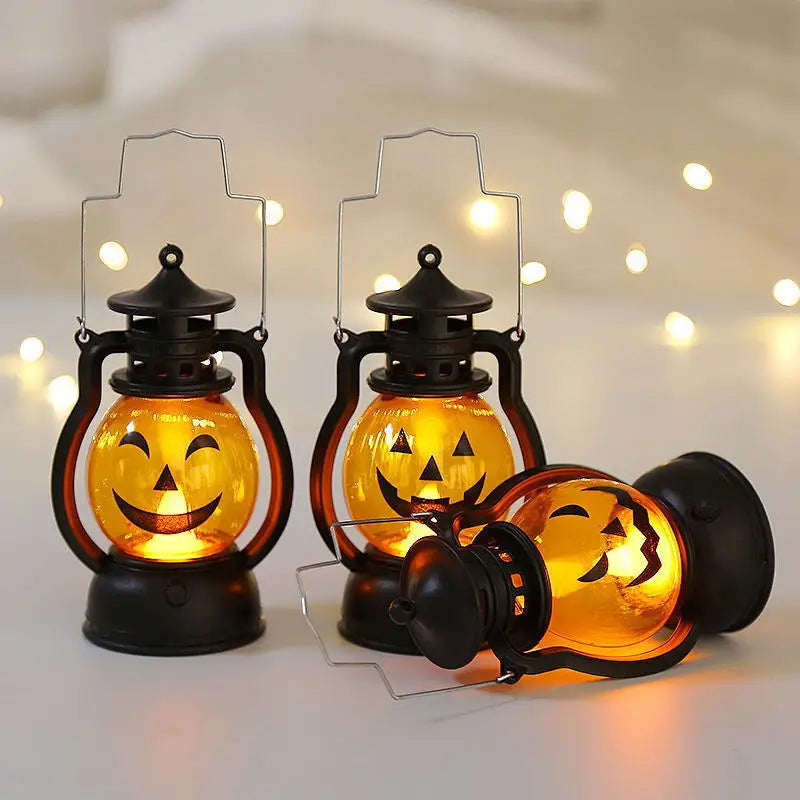 LED Ghost Tree with Pumpkins and Spider Halloween Decorative Party Lights Atmospheric Spooky Interior Accessory | Sansoti