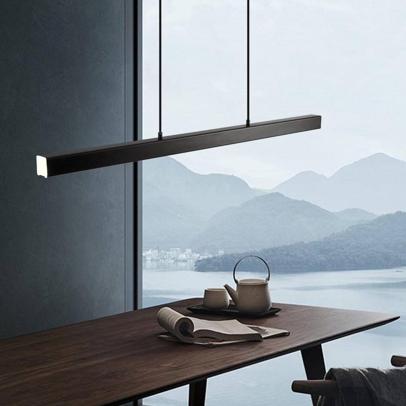 Linear LED Pendant Light Metal Black Brown Dimmable Modern Design Dining Table Kitchen Island Dining Area Lighting | Sansoti