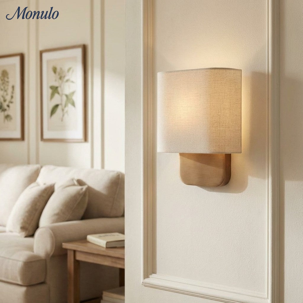 Fabric Wall Lamp with Metal Fitting for Reading Light Bedroom | Sansoti