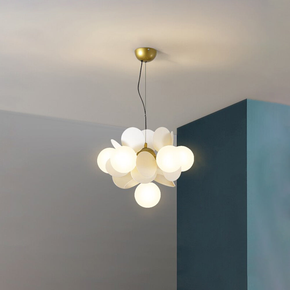 Lustre en verre avec branches fleuries en acrylique, LED G9, à intensité réglable, trois couleurs, éclairage de plafond pour salon et salle à manger | Sansoti