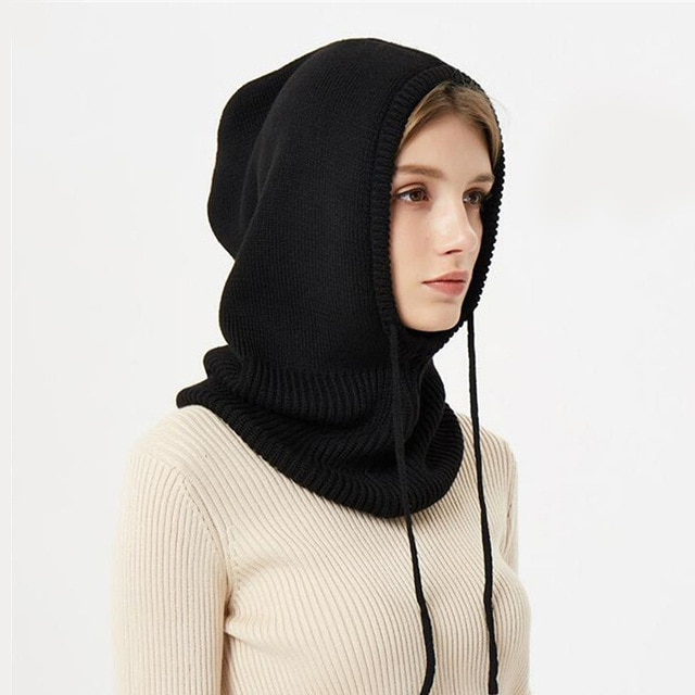 Bonnet en maille avec cordon de serrage – Bonnet d’hiver à capuche pour les journées froides | Sansoti