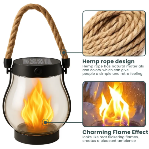 Rechargeable LED Lantern with Rope Handle and Light Sensor – Decorative Table Lamp for Indoor and Outdoor Use | Sansoti