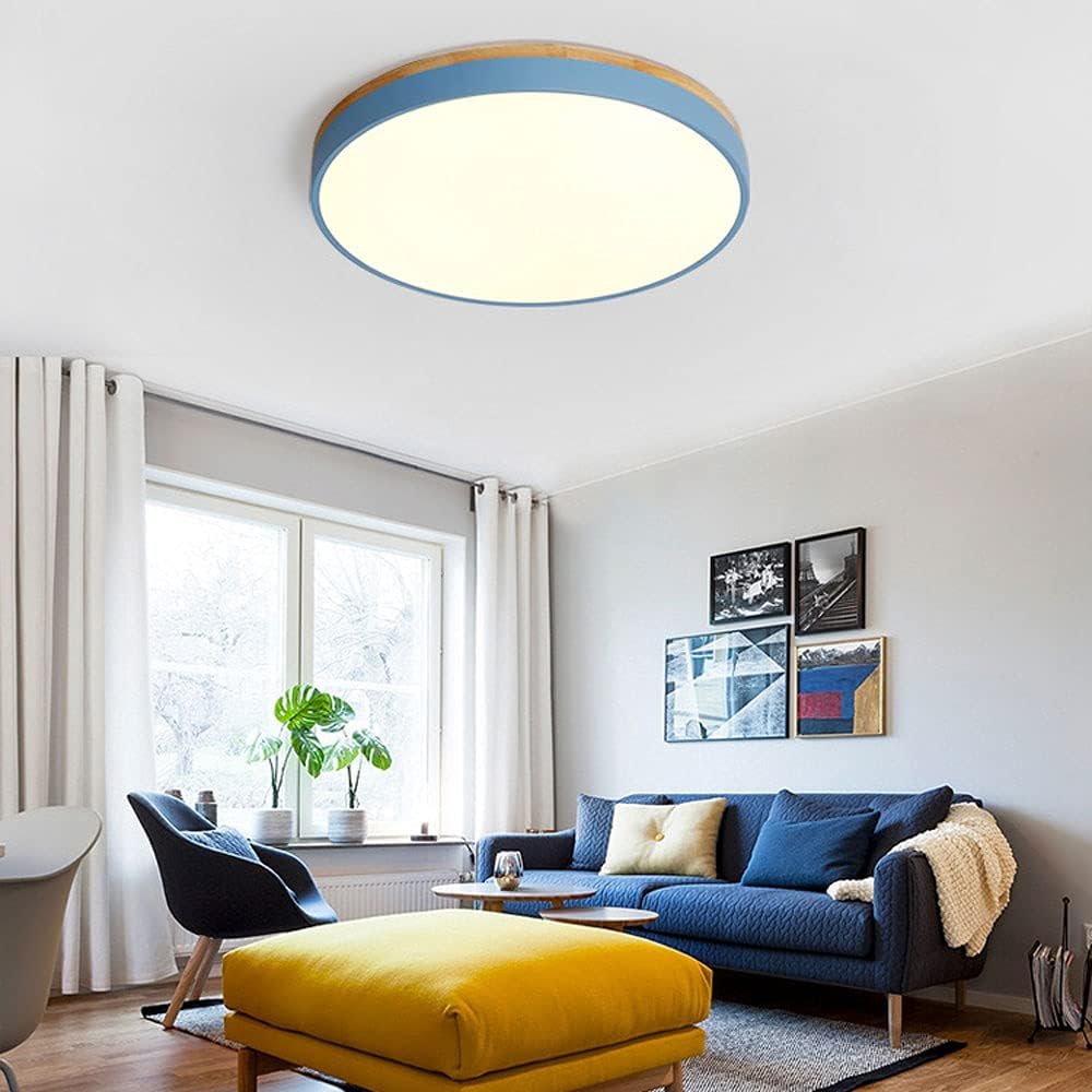 Plafonnier rond avec LED et bois naturel — Design scandinave avec fonction dimmer | Sansoti