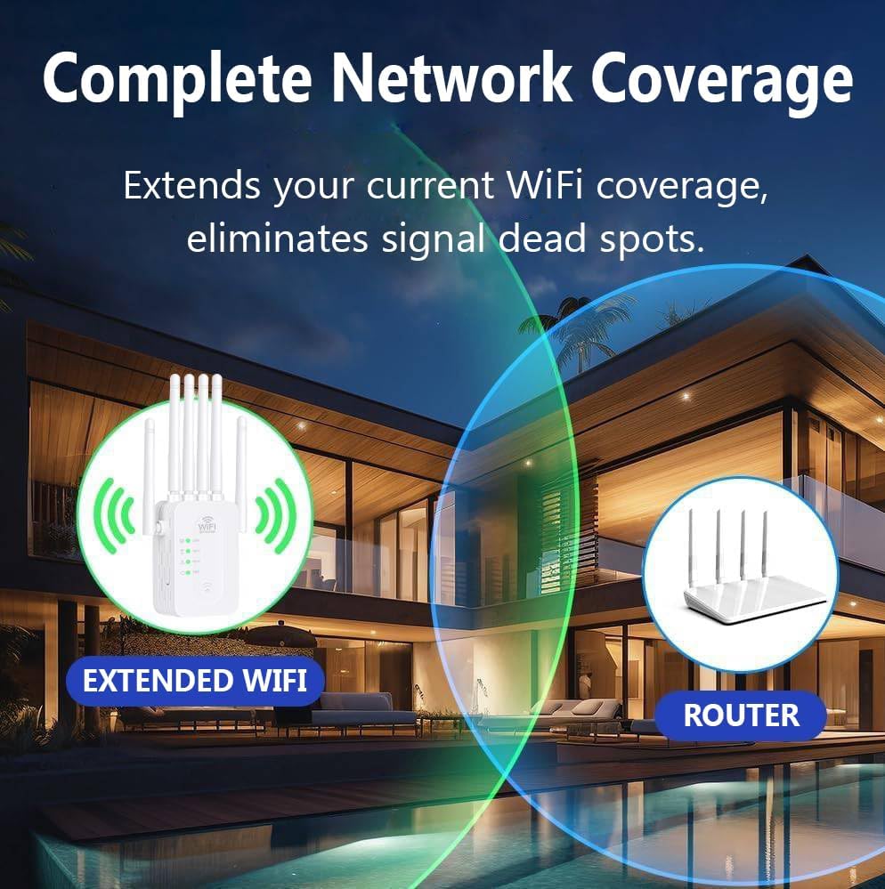 Wireless Outdoor Network Extender Weatherproof WiFi Signal-Boosting Device Garden Patio Balcony | Sansoti
