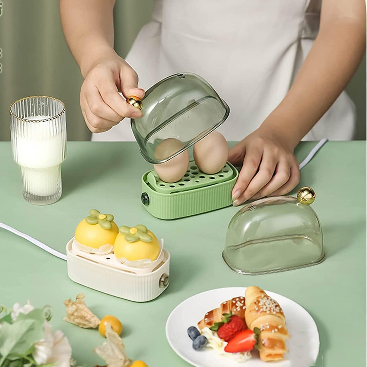 Cuiseur à œufs électrique pour 2 œufs – automatique et cuisson parfaite | Sansoti
