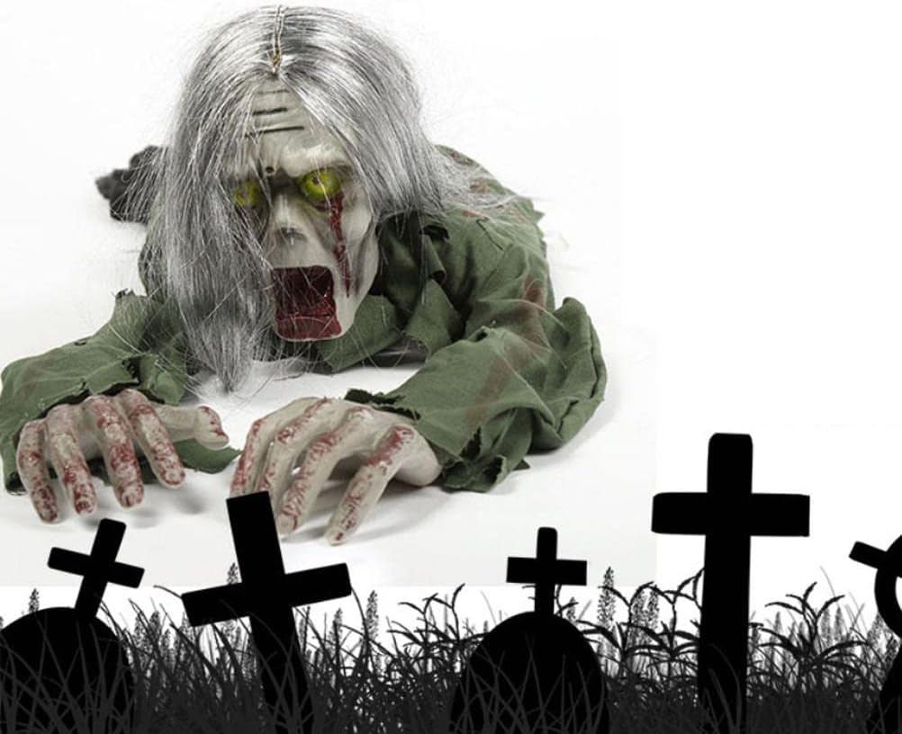 Kruipend Spookfiguur met Lichtgevende LED-ogen Geluidsactivatie Halloween Decoratie Griezeleffect Feest | Sansoti