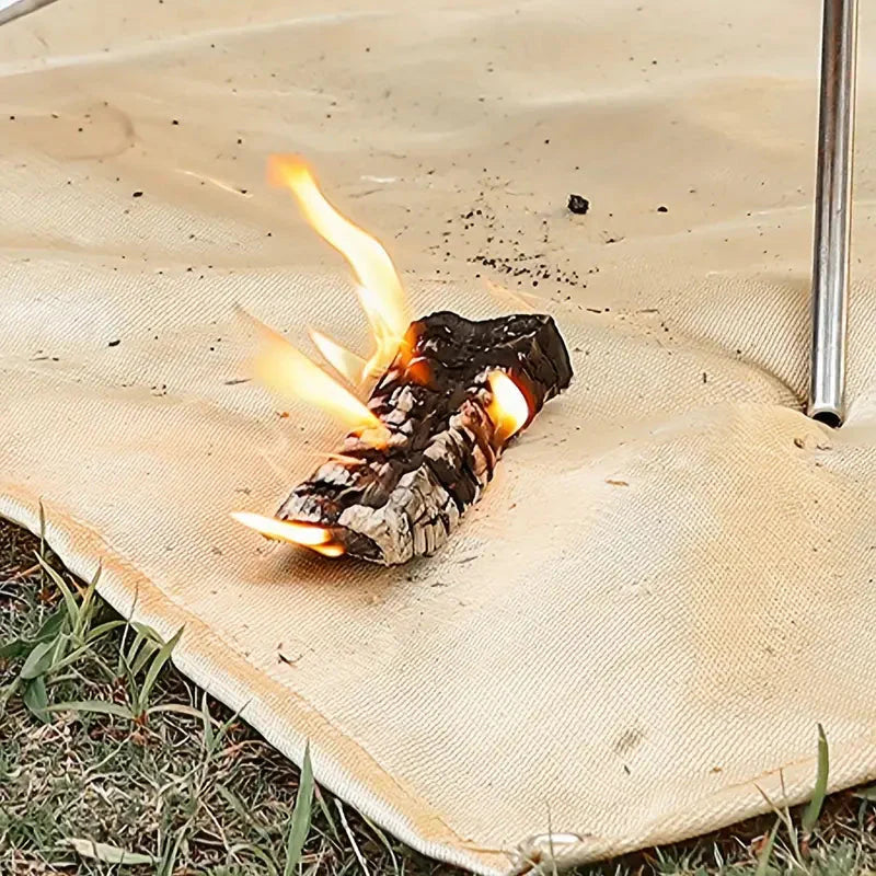 Tapis ignifuge résistant à la chaleur 800°C fibre de verre aluminium barbecue brasero terrasse protection pliable réutilisable sol décoration jardin | Sansoti