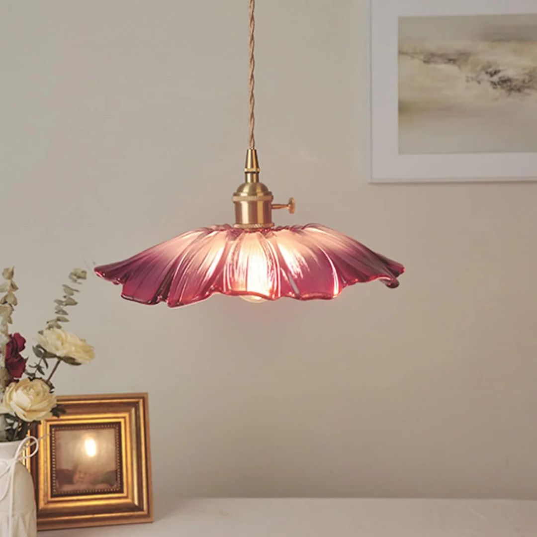 Sansoti | Cullivan Blumenförmige Hängelampe – Glas-Hängelampe mit Goldfassung für Wohnzimmer & Esszimmer