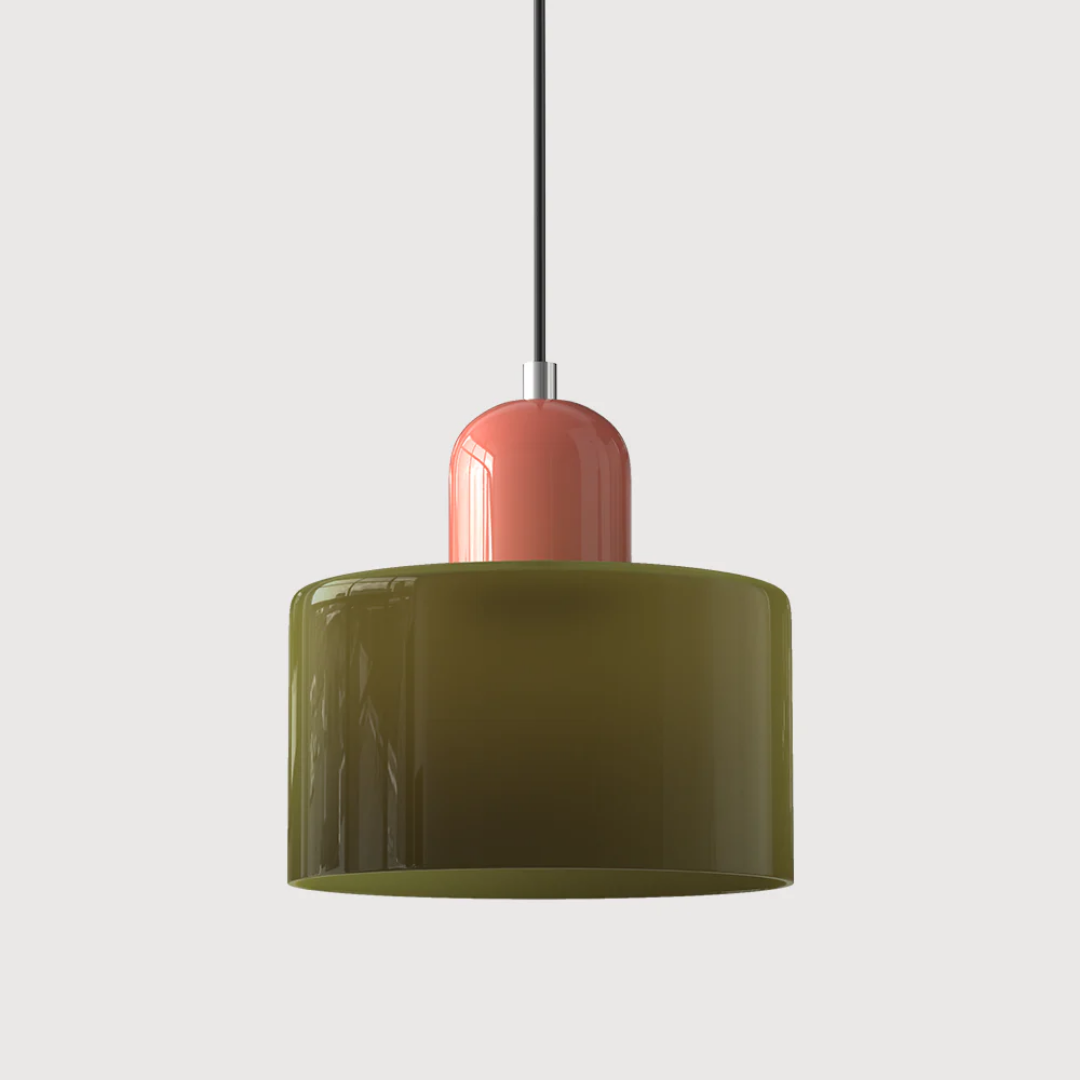 Suspension vintage en verre coloré et métal réglable, éclairage d’ambiance pour coin repas, plafonnier au design rétro | Sansoti