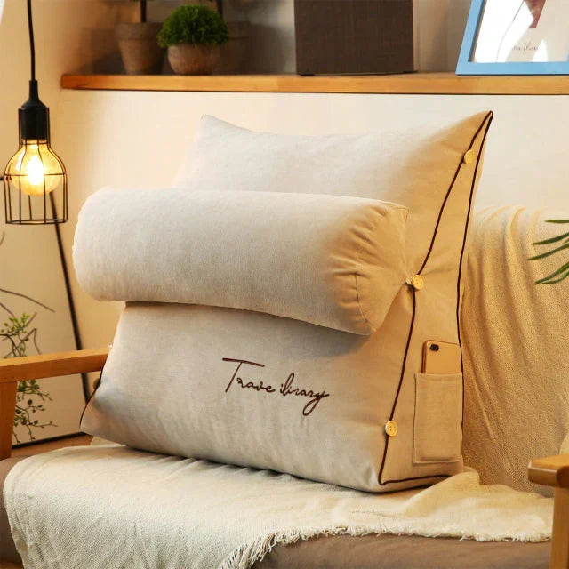Ergonomic Wedge Cushion for Back Support and Neck Relaxation with Handy Side Pocket, Ideal for Reading on the Sofa or in Bed | Sansoti