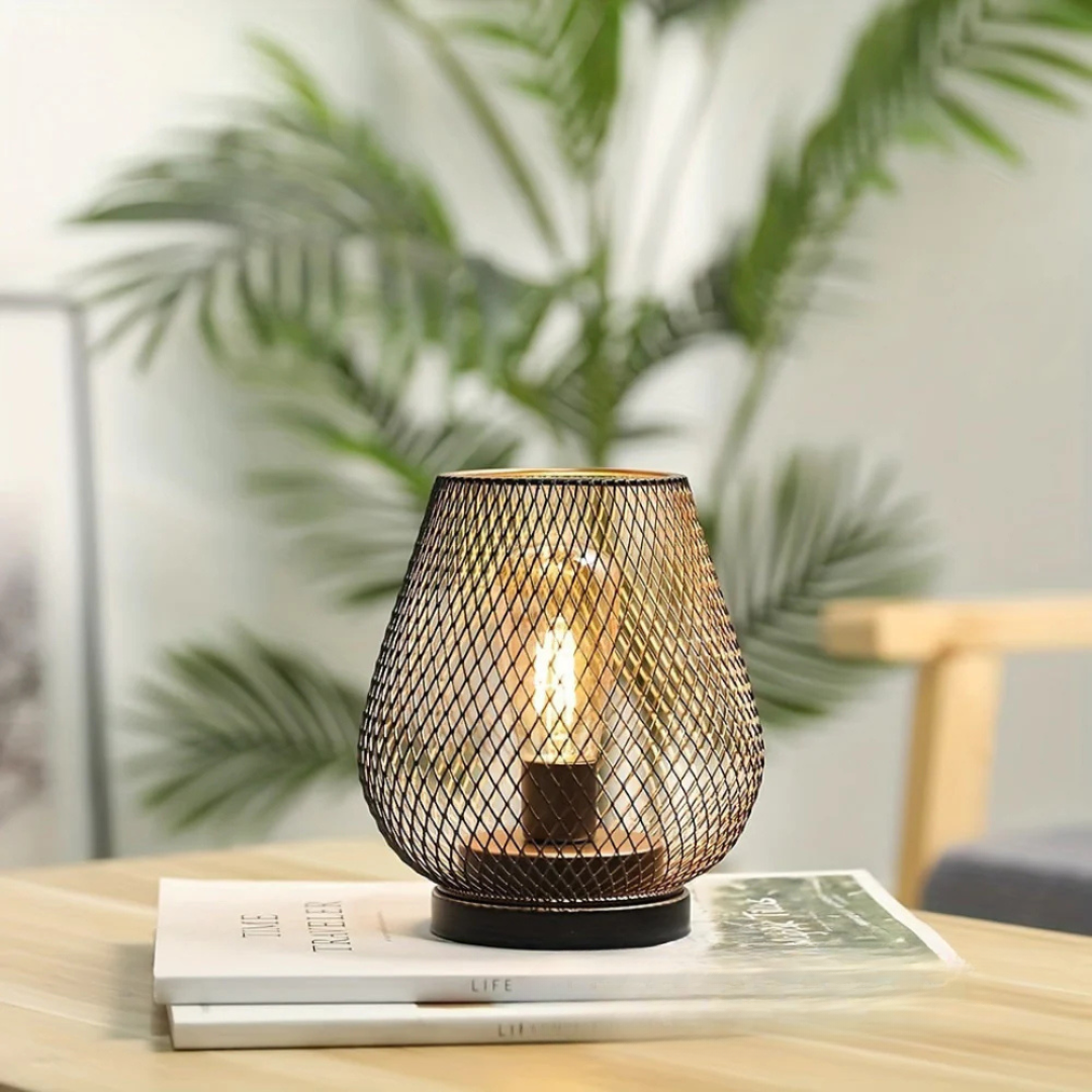 Wireless LED Table Lamp Lantern, Metal, 17cm, Warm Light, Battery-Powered, for Indoor or Outdoor Use, Ambient Lighting | Sansoti
