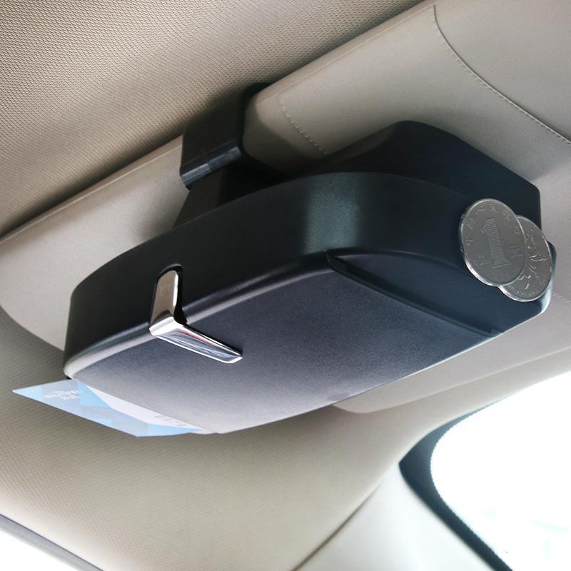 Eyeglasses Case for Car Sun Visor - Velvet Storage Holder with Magnetic Closure, Card Slots, Pen Holder, Organizer | Sansoti