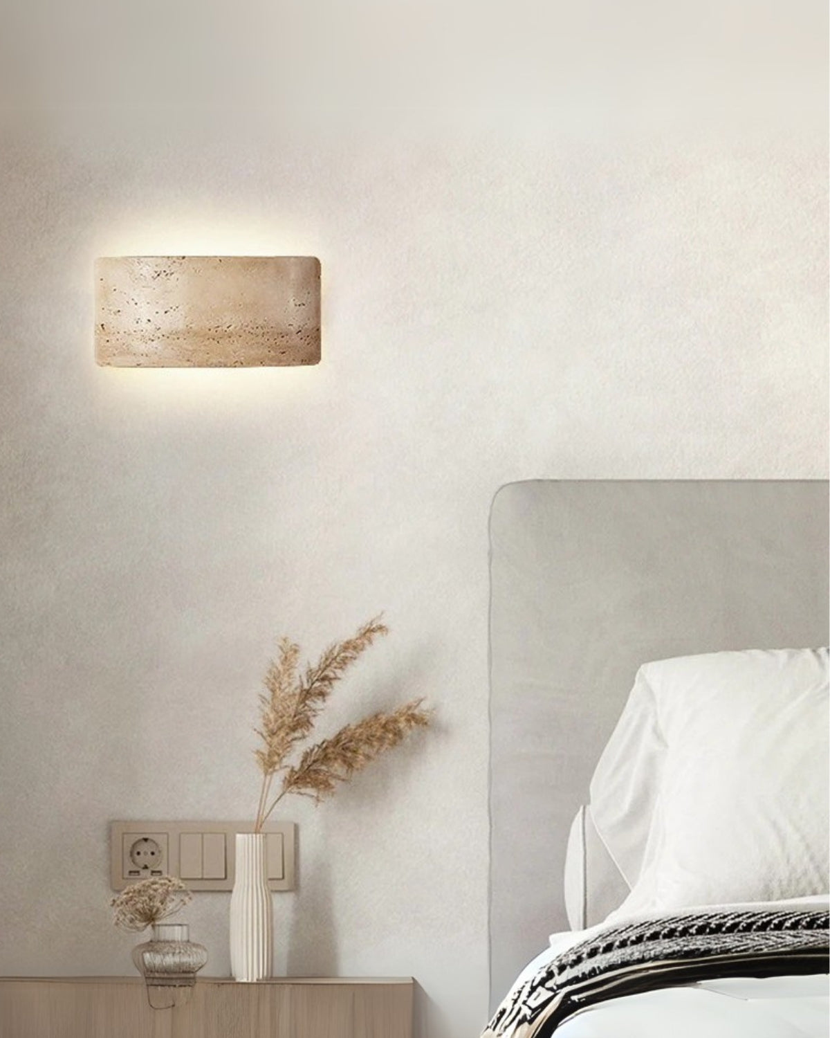 Travertine Wall Lamp Modern Design with Warm LED Light for Indoor and Outdoor 12x25cm Waterproof | Sansoti