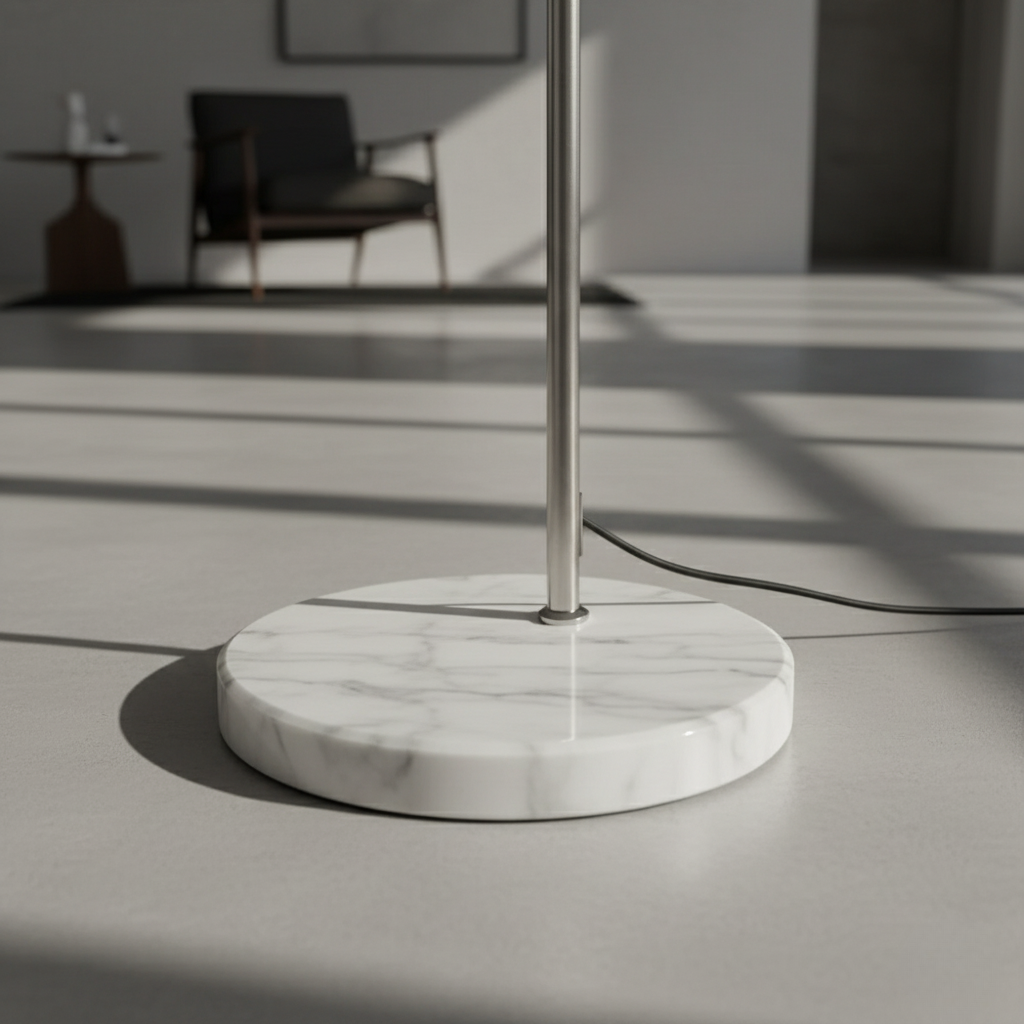 Bogenförmige Stehlampe aus Metall und Marmor 180 cm hoch warmes Licht Wohnzimmer-Leseecke E27-Kuppelschirm skandinavisches Design | Sansoti