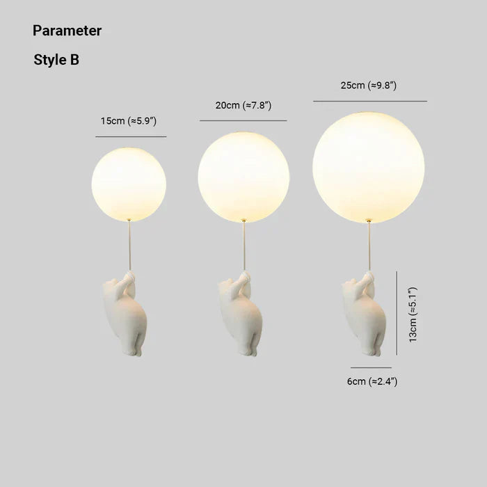 Lámpara colgante infantil con oso y globo, divertida lámpara de techo con luz led cálida para dormitorio y sala de estar | Sansoti