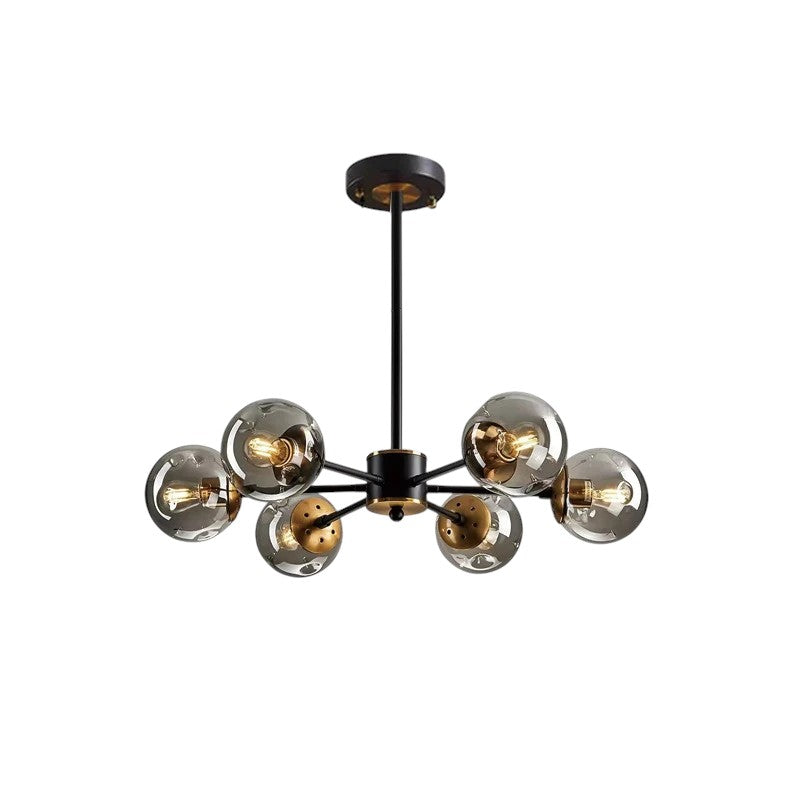 Lustre scandinave Ida verre fer noir salon salle à manger suspension moderne design éclairage sphérique | Sansoti