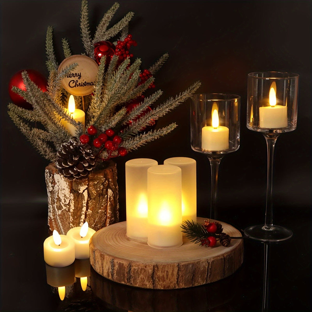Flameless Tea Lights Set LED Plastic With Remote Timer Mood Lighting Living Room Table Decoration Candles | Sansoti