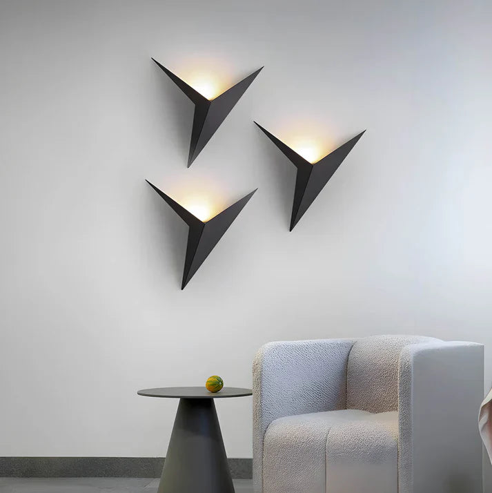 Applique murale oiseau fer noir éclairage mural chambre salon design minimaliste style origami LED | Sansoti