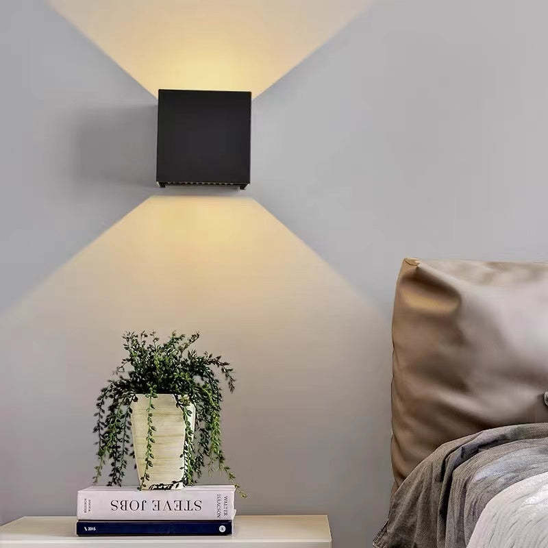 Square Outdoor Wall Light LED Adjustable Black White Gray Waterproof IP65 Metal Acrylic Garden Lighting | Sansoti