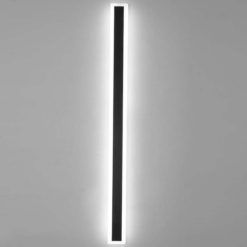 Lámpara de pared exterior LED lineal, negra, acrílico, IP65, regulable, jardín, fachada, moderna | Sansoti