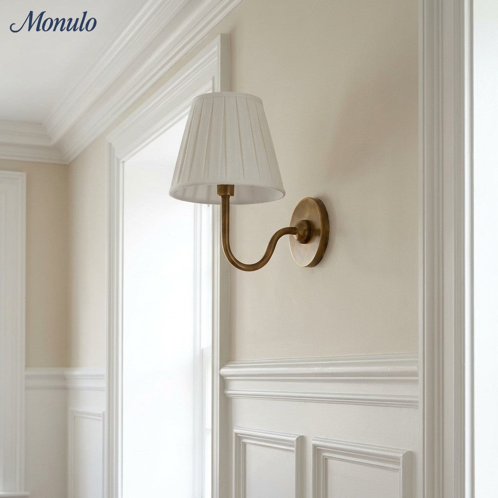 Wall Lamp with Pleated Fabric Shade – Classic Lighting for Bedroom and Living Room | Sansoti