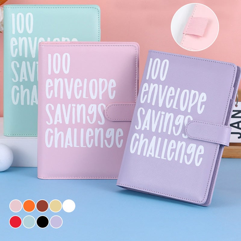 Budgetplaner mit 100 Umschlägen, Sparsystem aus PU-Leder, A5, Ausgaben-Tracker, finanzielle Ziele und Organisation | Sansoti