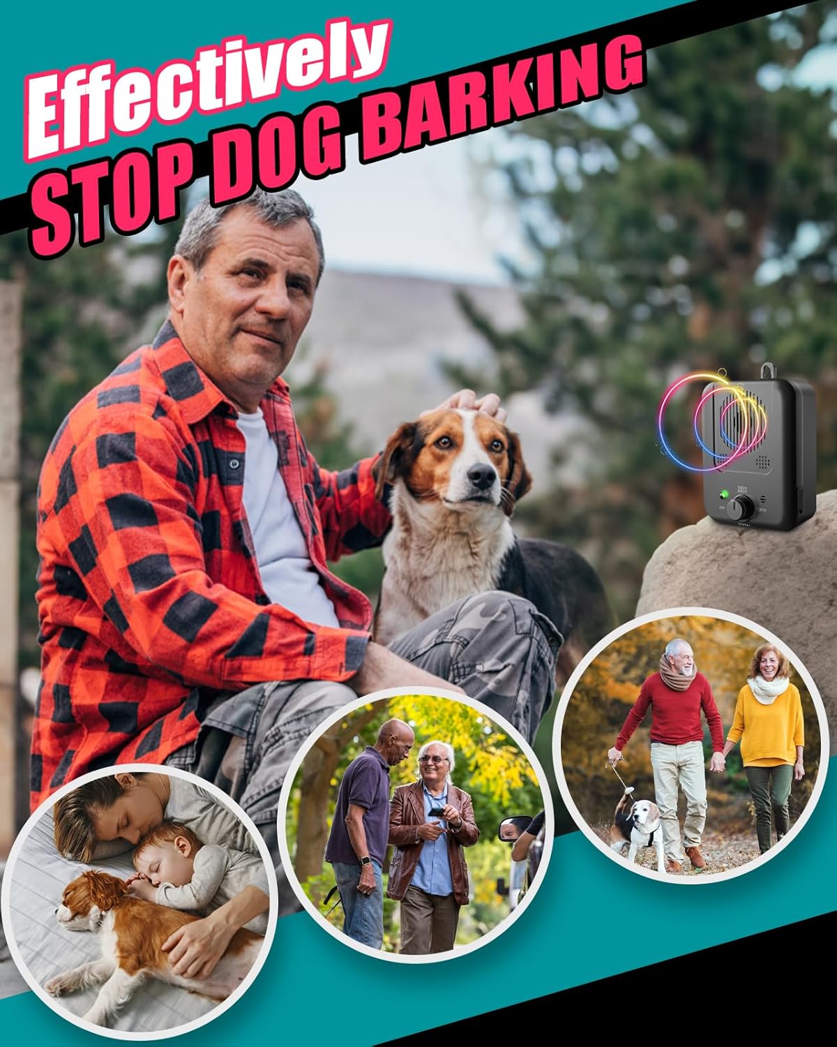 Ultrasonic anti-bark device rechargeable with 15 meter range for dogs - effective bark training | Sansoti