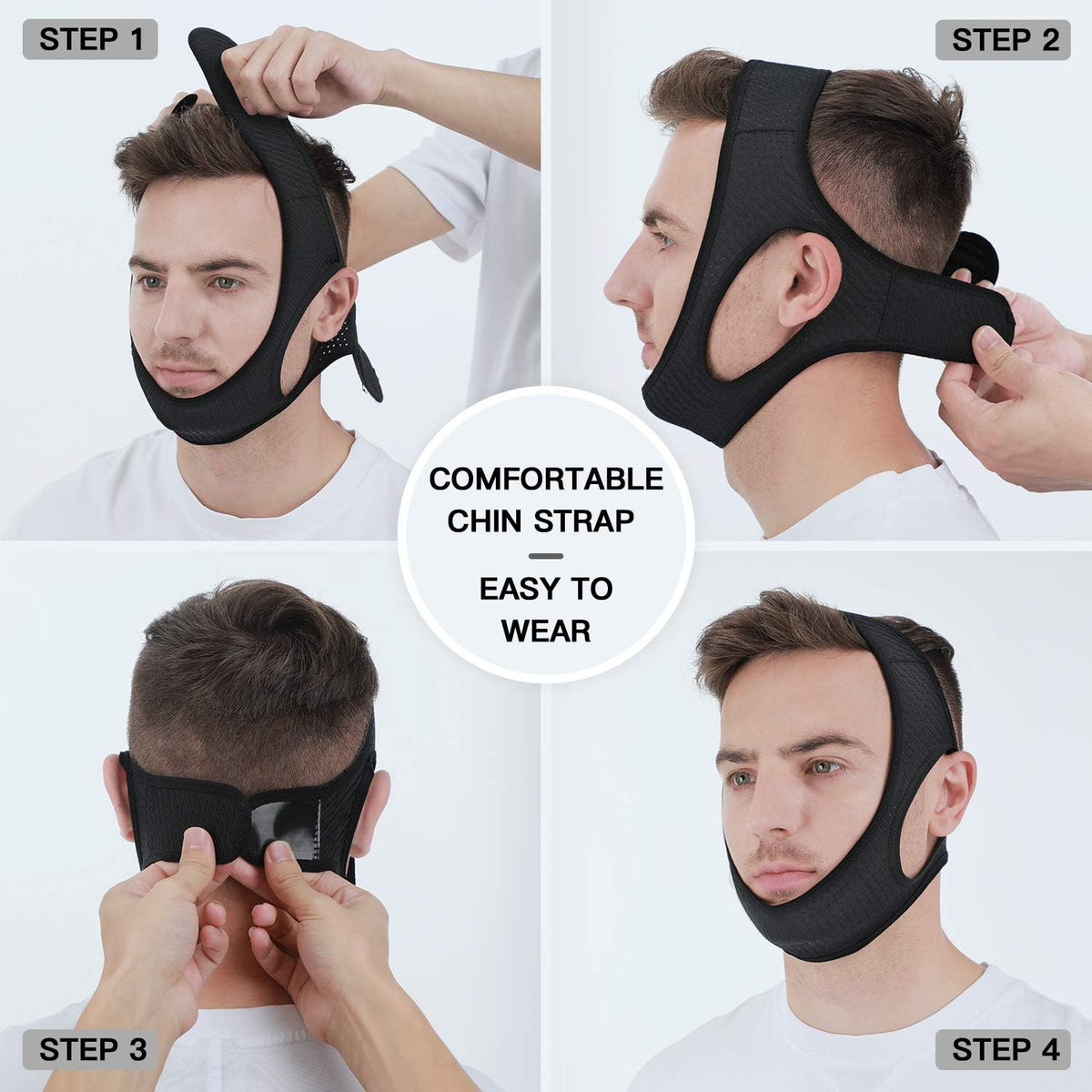 Adjustable Anti-Snoring Chin Strap Soft Breathable Nighttime Sleep Apnea Mouth Guard Comfort Sleep Aid for Better Sleep | Sansoti