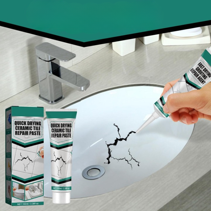 Tile Repair Paste 100ml Ceramic Porcelain Marble Bathroom Kitchen Cracks Chips Waterproof Quick-Drying Floor Repair Wall Tile Restoration | Sansoti