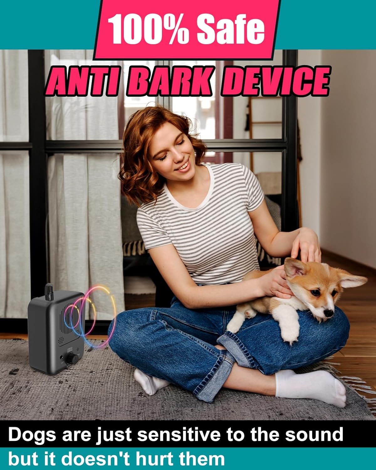 Ultrasonic anti-bark device rechargeable with 15 meter range for dogs - effective bark training | Sansoti