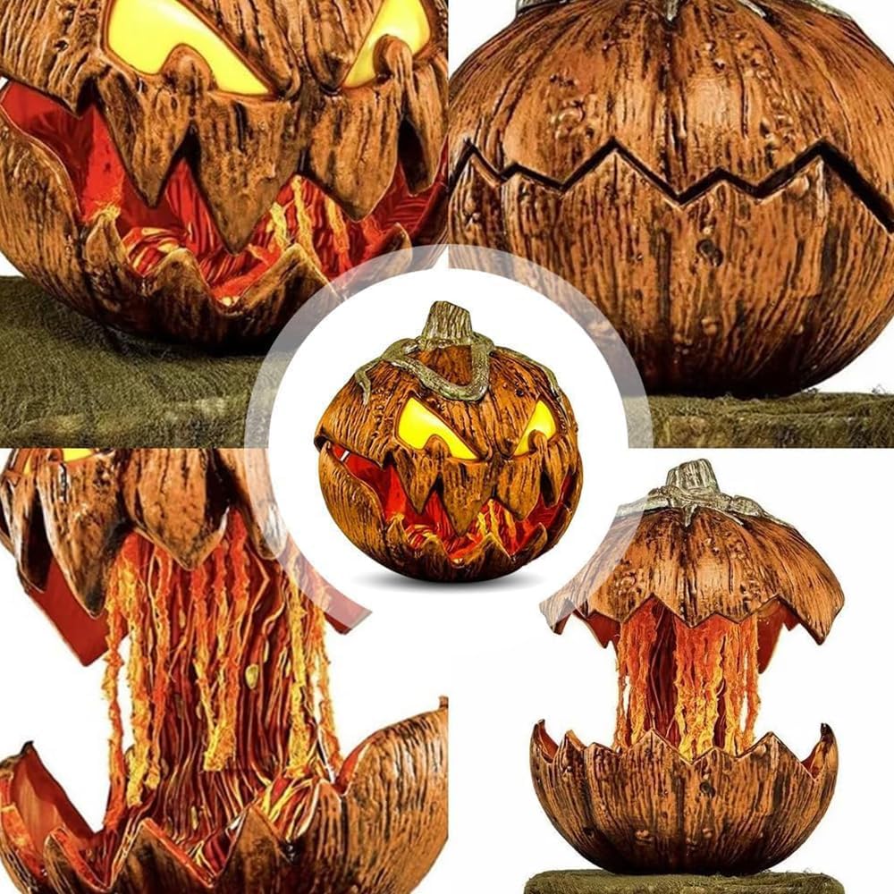 Décoration de citrouille activée par le son avec effets lumineux, thème d’Halloween, réaction à la voix, décoration de fête | Sansoti