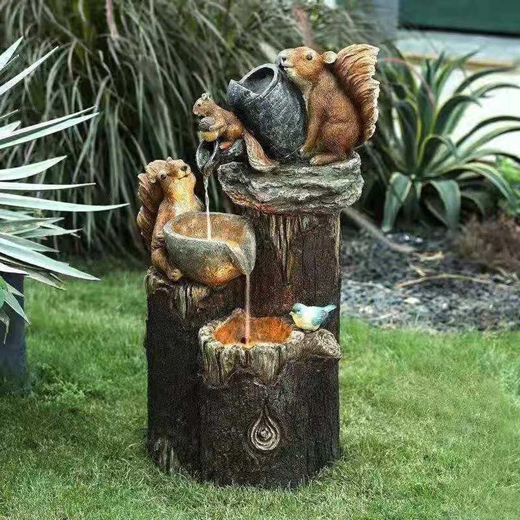 Tischbrunnen mit Solarenergie und Tierfigur LED-Beleuchtung Balkon Terrasse Gartendekoration | Sansoti