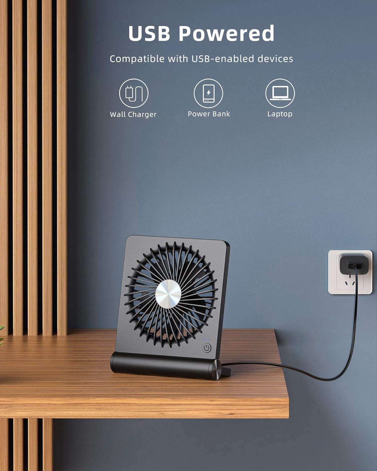Tafelventilator USB 3 Standen Stil Bureau Slaapkamer Compact Zwart Bureauventilator Mini Ventilator Zomer | Sansoti