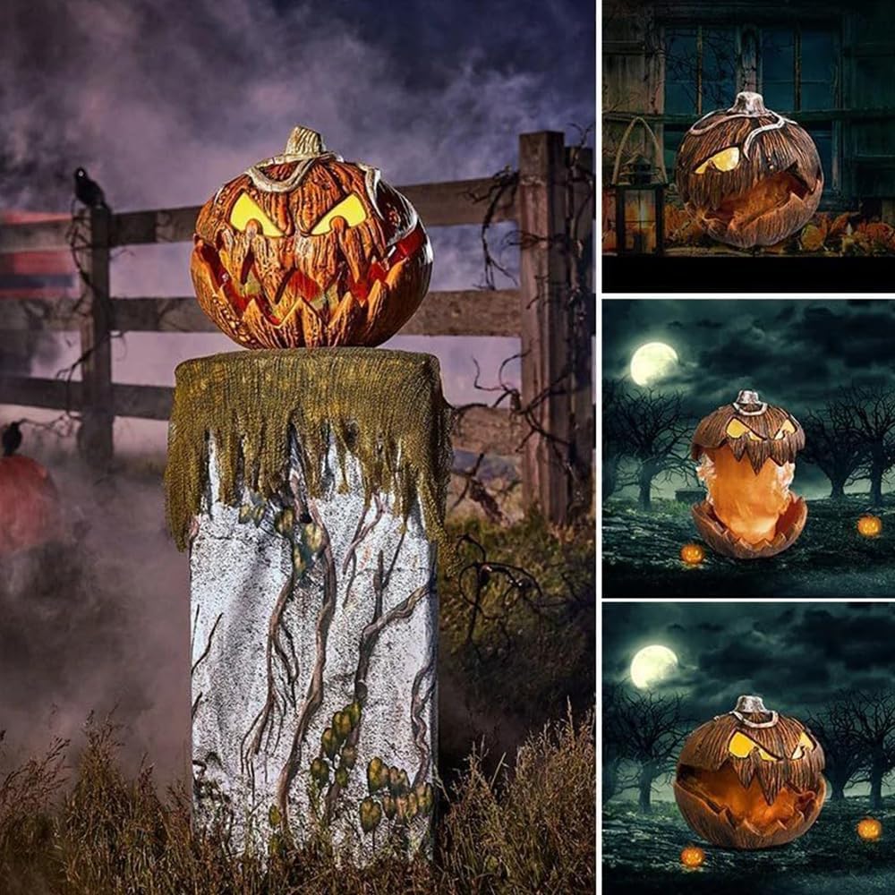 Décoration de citrouille activée par le son avec effets lumineux, thème d’Halloween, réaction à la voix, décoration de fête | Sansoti