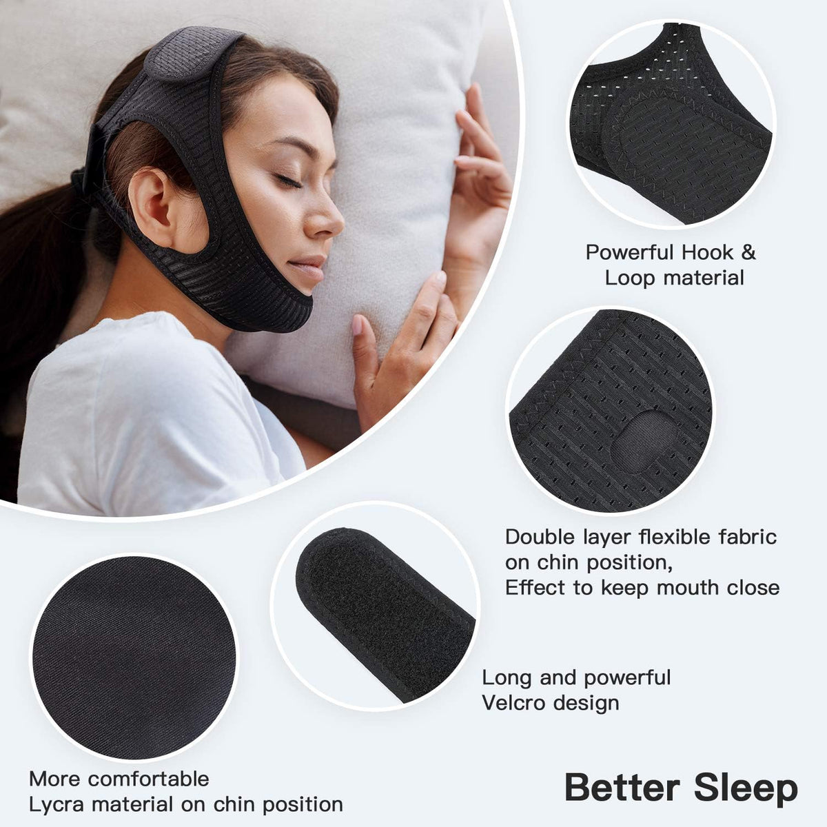 Adjustable Chin Strap Against Snoring for Quiet Sleep and Breathing Support | Sansoti
