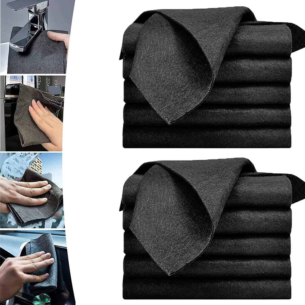 Chiffon en microfibre pour verre, miroir et acier inoxydable, sans traces ni peluches, réutilisable et absorbant | Sansoti