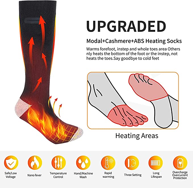 Heated Socks with Electric Heating for Warm Feet Winter Outdoor Sports Hiking Skiing Cycling | Sansoti