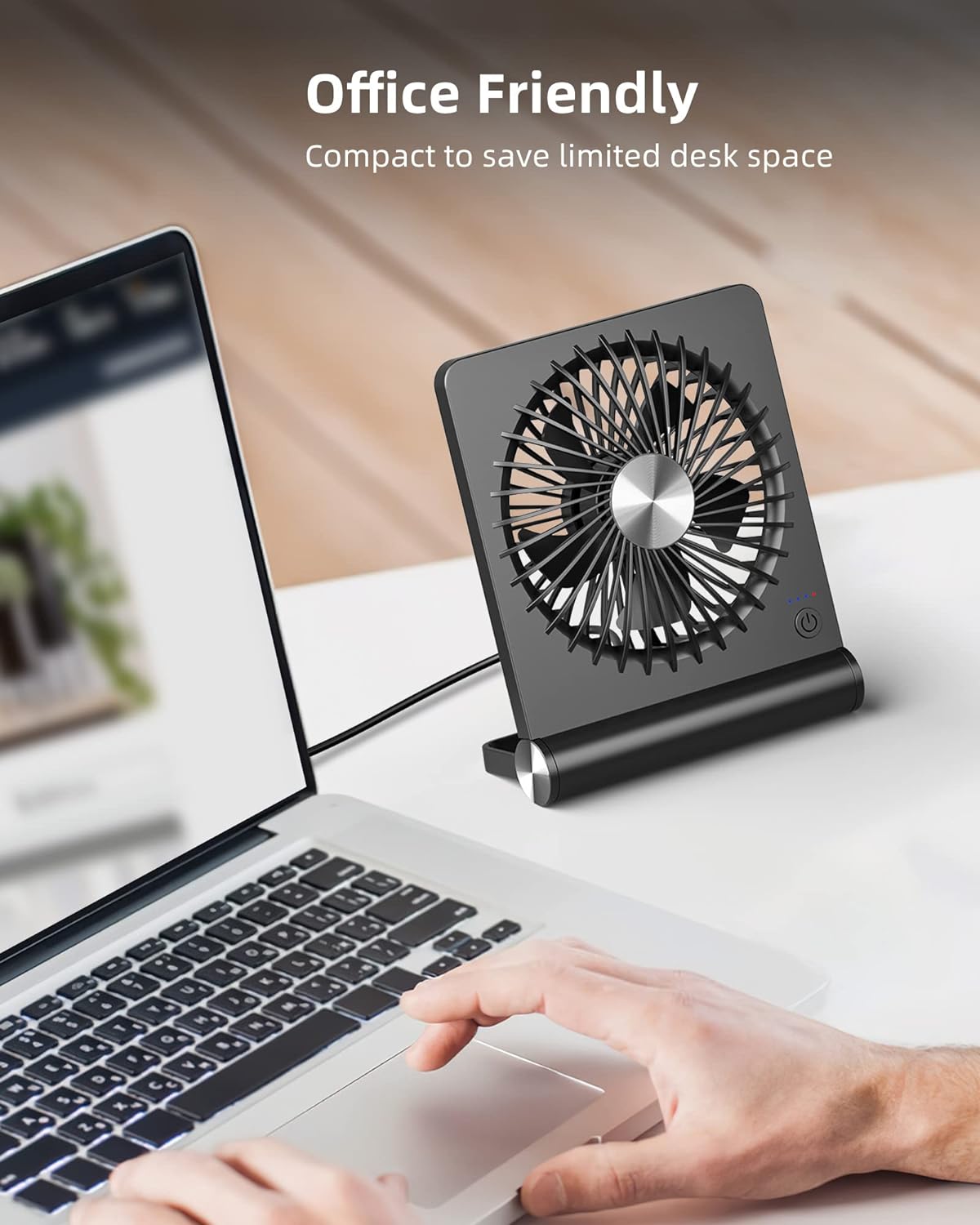 Table Fan USB 3 Speeds Quiet Desk Bedroom Compact Black Desk Fan Mini Fan Summer | Sansoti