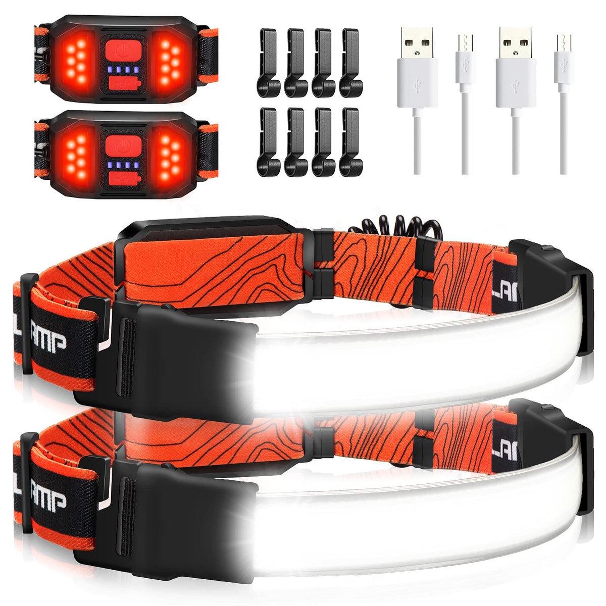 Rechargeable Headlamp Set 1000 Lumens 230° Wide Beam Waterproof Adjustable Hands-Free LED Lighting 2 Pieces | Sansoti
