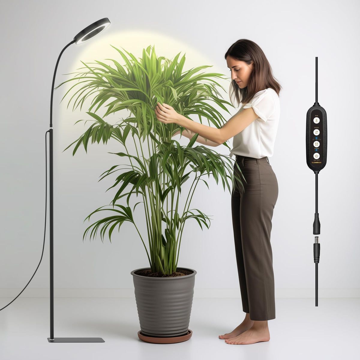 LED Grow Light Floor-Standing 20W Adjustable Height Full Spectrum Houseplants Timer 3 Light Modes 6 Levels Dimmable | Sansoti