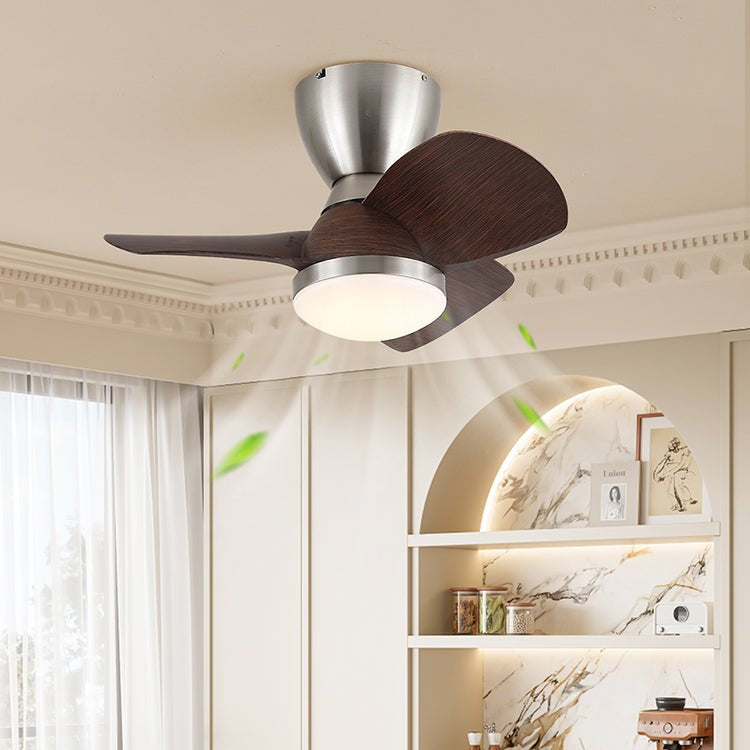 Deckenventilator mit Beleuchtung Elora in Messing und Holz — Minimalistischer Ventilator mit LED-Fernbedienung | Sansoti