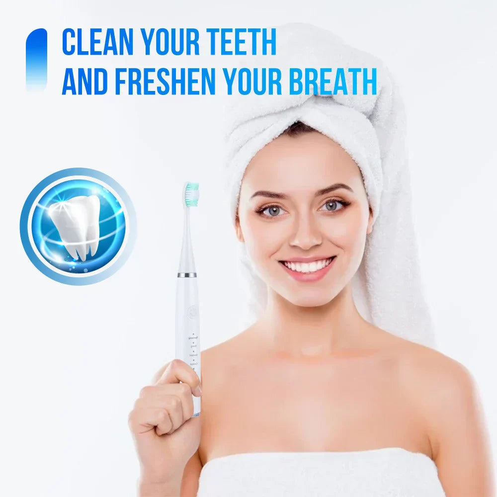 Electric sonic toothbrush with multiple brushing modes and replacement brush heads for daily oral care | Sansoti