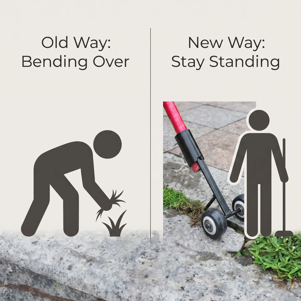 Hand Weeder for Tile Cracks and Joints – Sturdy Metal Weed Remover with Double Hook for Paths, Driveways, and Patios | Sansoti