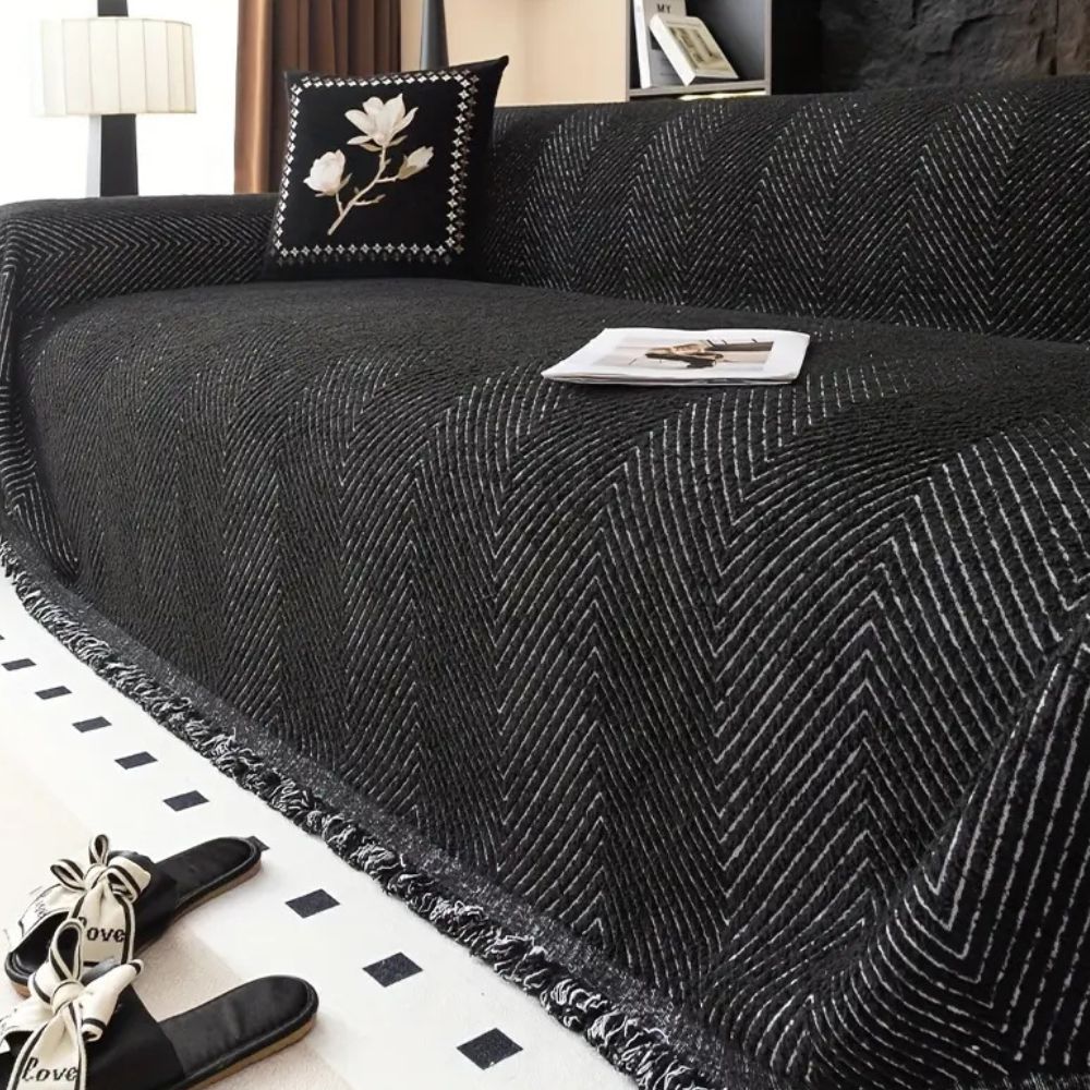 Sofa Cover Herringbone Chevron Pattern Striped – Protective Cover for 1/2/3/4-Seater Sofa Stretch Sofa Cover Water-Repellent Non-Slip | Sansoti