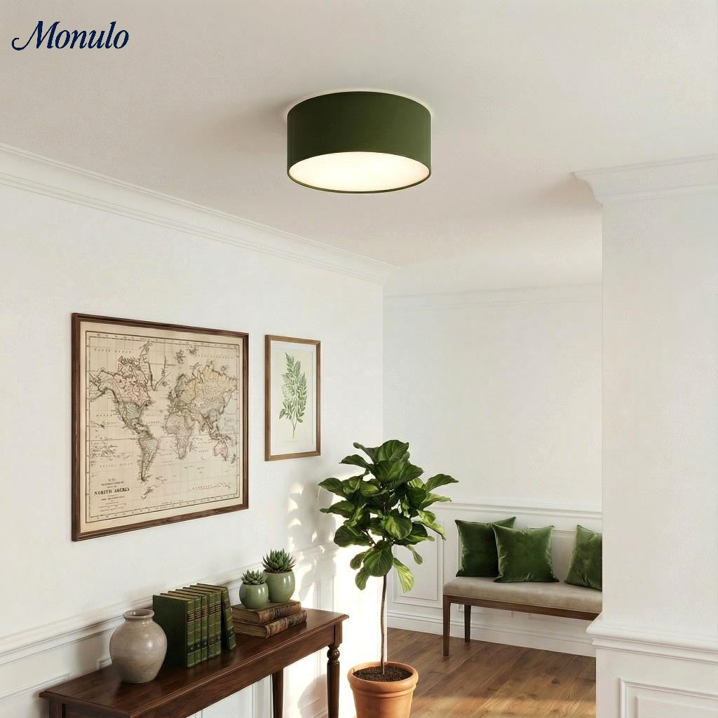 Ceiling Lamp with Linen Shade – Drum Shape Ø30/45cm – Modern Scandinavian Design – Elegant Lighting for Living Room Bedroom Dining Room | Sansoti