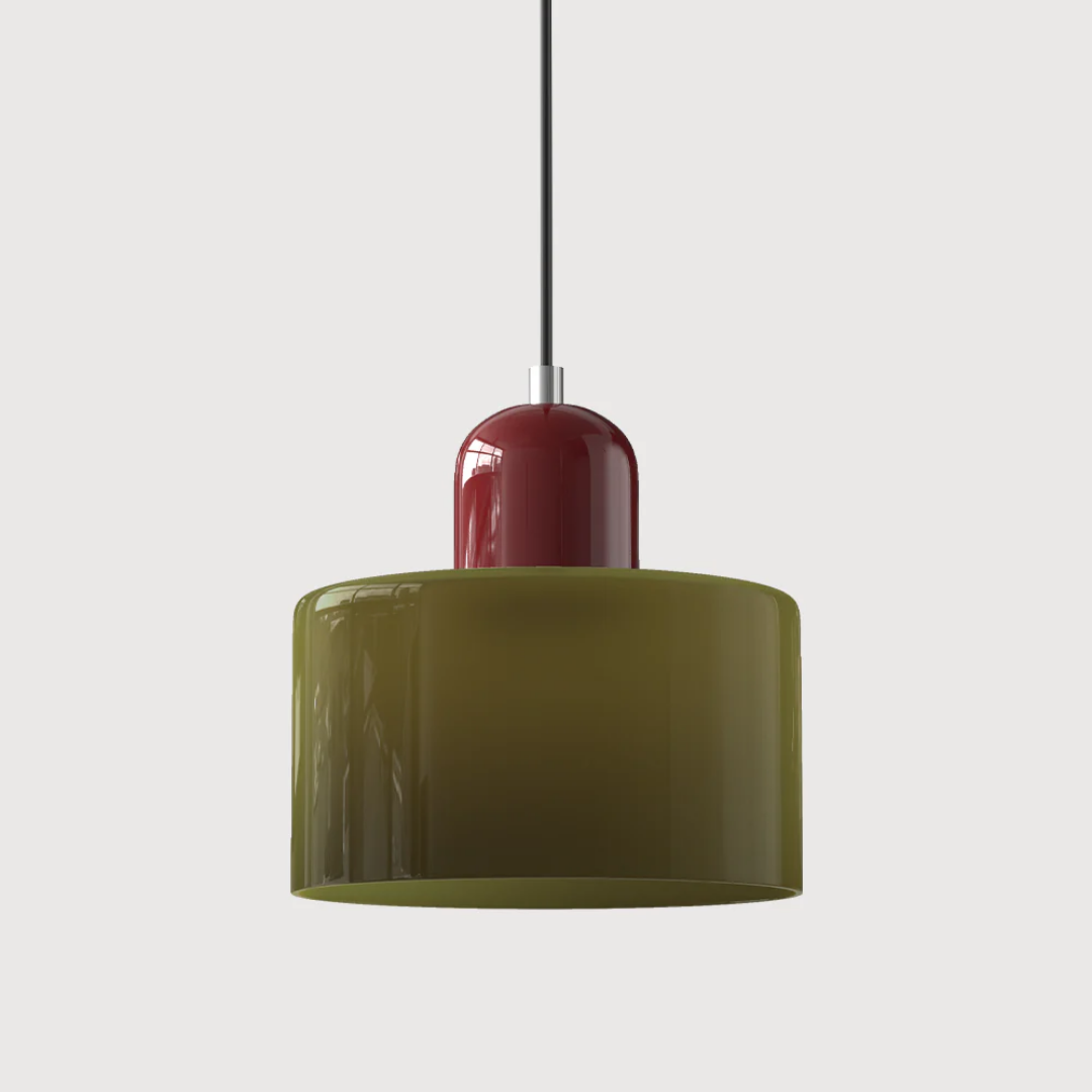 Suspension vintage en verre coloré et métal réglable, éclairage d’ambiance pour coin repas, plafonnier au design rétro | Sansoti